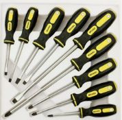 9-Piece Magnetic Screwdriver Set – Heavy-Duty Flat & Cross Head With Non-Slip Grip