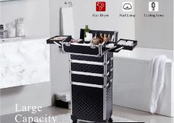 In-1 Rolling Makeup Trolley Case – Large Capacity Cosmetic Train Case With Detachable Compartment...