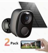 Wireless Outdoor Security Camera 2 Pack – 3MP Solar Powered, AI Motion Detection, night vision