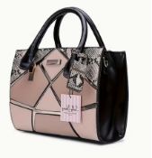 Diamond Lattice Shoulder Tote Bag – Large Capacity Serpentine Splicing Design With Gold Hardware