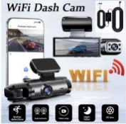 1080P WiFi Dual Camera Dash Cam For Cars – Front & Inside With IR Night Vision Hardwire Kit