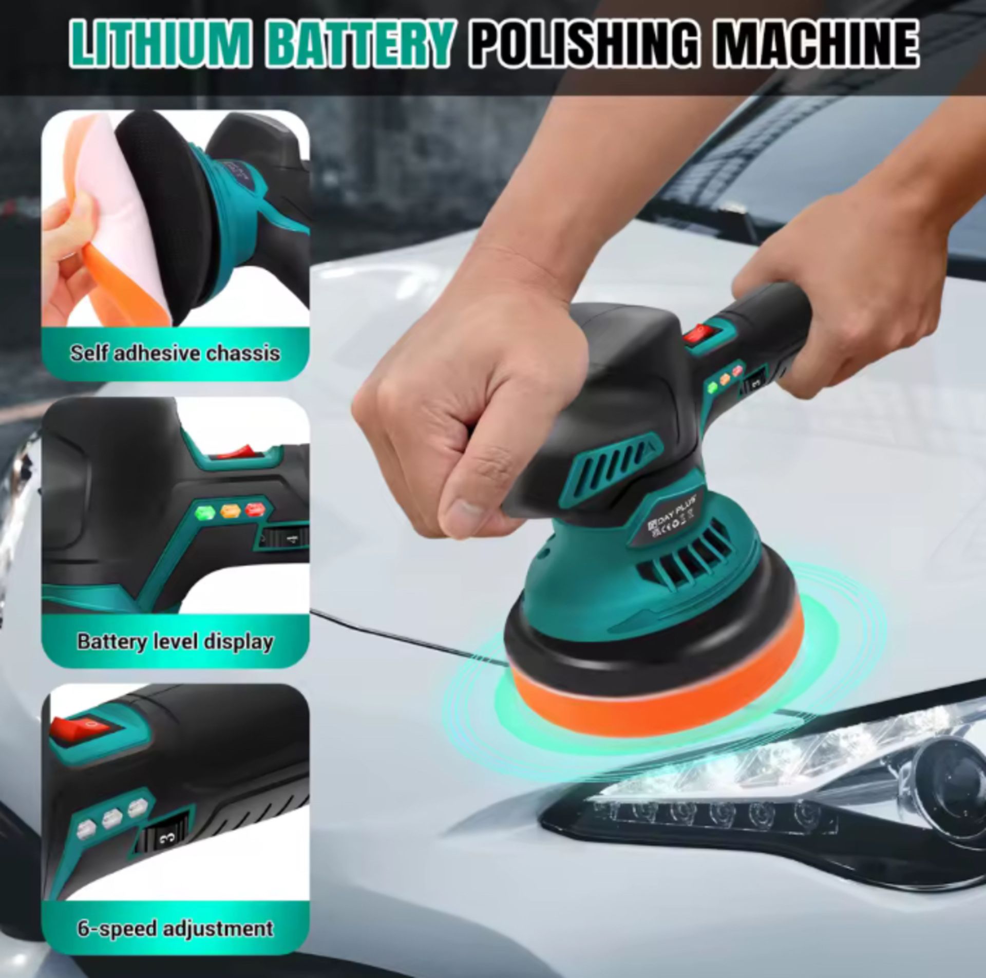 Cordless 12V Car Polisher Kit – Dual Battery, 8-Speed Buffer For Car Detailing & Scratch Repair - Image 6 of 6