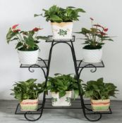 Tier Metal Plant Stand – Multi-Level Flower Shelf For Indoor & Outdoor Use (Black)