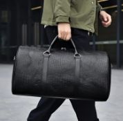 Vintage Crocodile Pattern Duffel Bag – Retro Style Travel Tote With Shoulder Strap