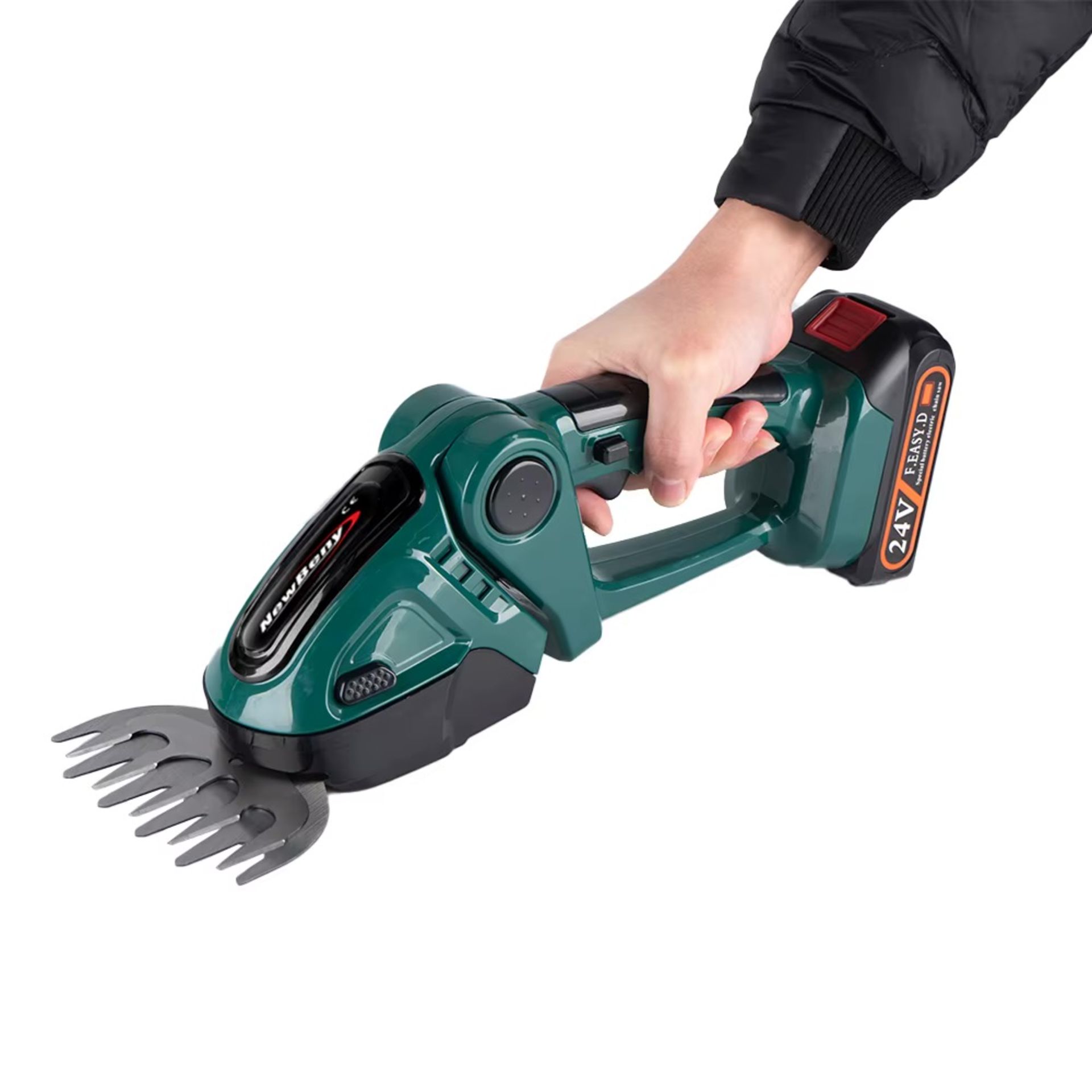 2-In-1 Cordless Electric Hedge Trimmer – Green (2-Battery Version) - Image 4 of 11