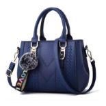 Embroidery Messenger Bags Women Leather Handbag Blue