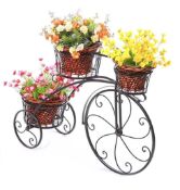 European Style Bicycle Flower Pot Stand – 3 Tier Decorative Iron Plant Holder (Indoor & Outdoor)
