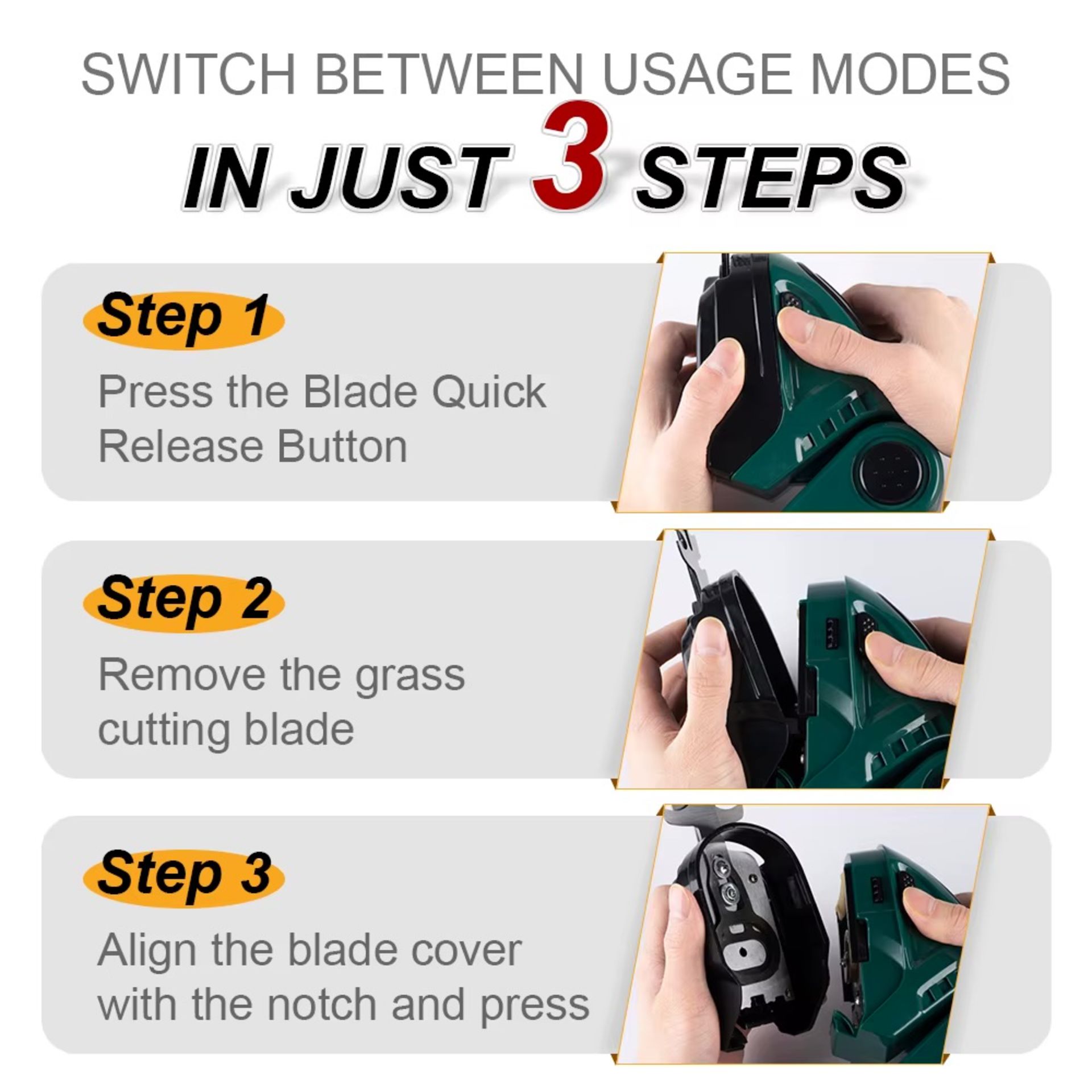 2-In-1 Cordless Electric Hedge Trimmer – Green (2-Battery Version) - Image 5 of 11