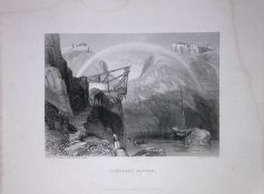 Cornwall Tintagel Castle WH Bartlett 1842 Antique Steel Engraving-205