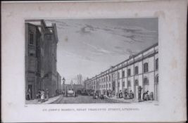 Liverpool St Johns Market Antique 195 Years-Old Steel-Engraving-6