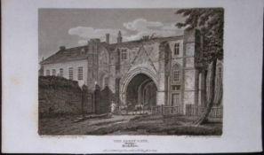 Reading Abbey Gate Berkshire Antique 226 Years-Old Georgian Steel-Engraving-437