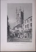 Cornwall St Austell Town Antique 193 Years-Old Steel-Engraving-23