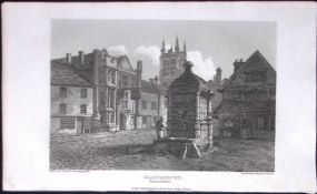 Glastonbury Somerset Antique 212 Years-Old Georgian Steel-Engraving-171