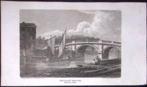 Bewdley Bridge Worcester Antique 212 Years-Old Georgian Steel-Engraving-400