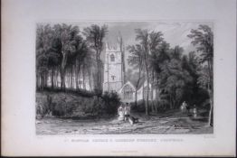 Cornwall St Mawgan Church & Nunnery Antique 193 Years-Old Steel-Engraving-6