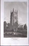 Abbey Tower Evesham Worcester Antique 212 Years-Old Georgian Steel-Engraving-401