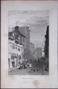Liverpool More-Street Tithebarn Street Antique 195 Years-Old Steel-Engraving-63
