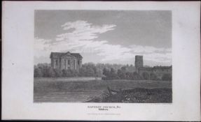 London Hackney Church Antique 200 Years-Old Steel-Engraving-111