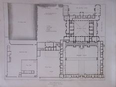 Ground Plan Audley End Essex 190 Years-Old John Britton Antique Steel Engraving-204.