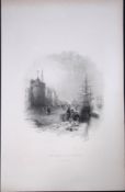 Ireland The Quay Side Waterford Antique 183 Years-Old Steel-Engraving-37.