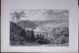 View Overlooking Torquay Devonshire Antique 193 Years-Old Steel-Engraving-32