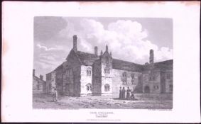 Manchester Lancashire The College Antique 218 Years-Old Steel-Engraving-12