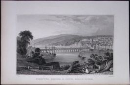 Bideford Bridge & Town North Devonshire Antique 193 Years-Old Steel-Engraving-45