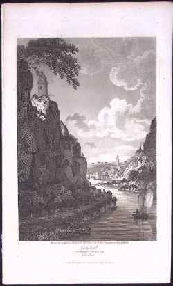 Durham Gateshead View from The River Tyne Antique 223 Years-Old Steel-Engraving-147.