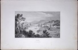 Wales Town of Usk Monmouthshire Antique 166-Year-Old Steel Engraving-37