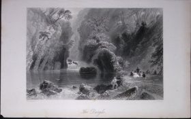 Ireland Scene at The Dargle Wicklow Antique 183 Years-Old Steel-Engraving-13.