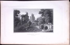 Wales Hawarden Castle Flintshire Antique 166-Year-Old Steel Engraving-18