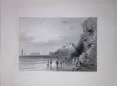 Liverpool New Brighton Shore WH Bartlett 1842 Antique Steel Engraving-212