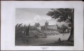 London Isleworth On The River Antique 200 Years-Old Steel-Engraving-103