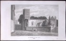 Oxford St Peters In The East Antique 212 Years-Old Steel-Engraving-48