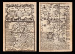 Bowen 290 Yrs Old Scarce Detailed Road Map The Road From London to Kings Lynn.