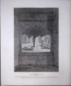 Malmsbury Church-Wiltshire 190 Years-Old Rare John Britton Antique Steel Engraving-52.