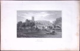 Wales-Mold Flintshire Antique 166-Year-Old Steel Engraving-14