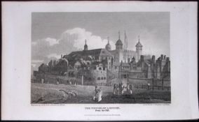 The Tower of London Antique 200 Years-Old Steel-Engraving-93