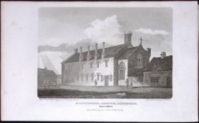 St Augustine’s Hospital Sherborne Dorset Antique 223 Years-Old Georgian Steel-Engraving-182