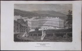 Buxton Crescent Peak District Antique 223 Years-Old Georgian Steel-Engraving-286
