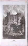 Edgars Tower Worcester Antique 212 Years-Old Georgian Steel-Engraving-406