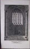 Peterborough Cathedral Antique 216 Years-Old Georgian Steel-Engraving-467