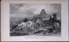 Cornwall Launceston Castle Antique 193 Years-Old Steel-Engraving-18