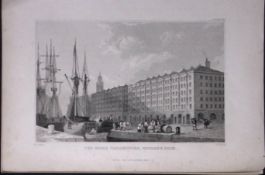 Liverpool Goree Warehouse Georges Dock St Antique 195 Years-Old Steel-Engraving-69