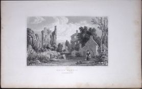 Wales Coity Castle Glamorganshire Antique 166-Year-Old Steel Engraving-53