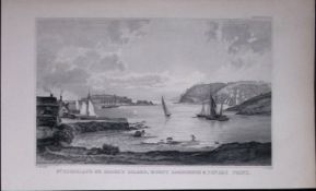 St Nicholas or Drake Island Devonshire Antique 193 Years-Old Steel-Engraving-36