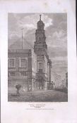 Royal Exchange City of London Antique 200 Years-Old Steel-Engraving-273