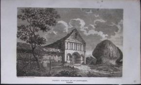 Priory Church of St Leonards Antique 218 Years-Old Georgian Steel-Engraving-451