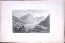 Wales-Llyn Ogwen Snowdonia Antique 166-Year-Old Steel Engraving-8