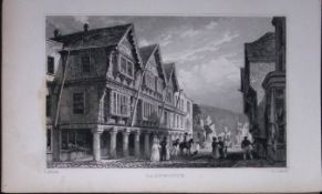 Dartmouth Town Scene Devonshire Antique 193 Years-Old Steel-Engraving-35